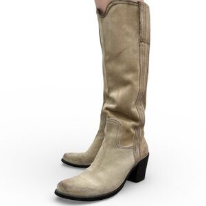 Italian Made Light Beige Wide Calf Boots Size 9.5-10
